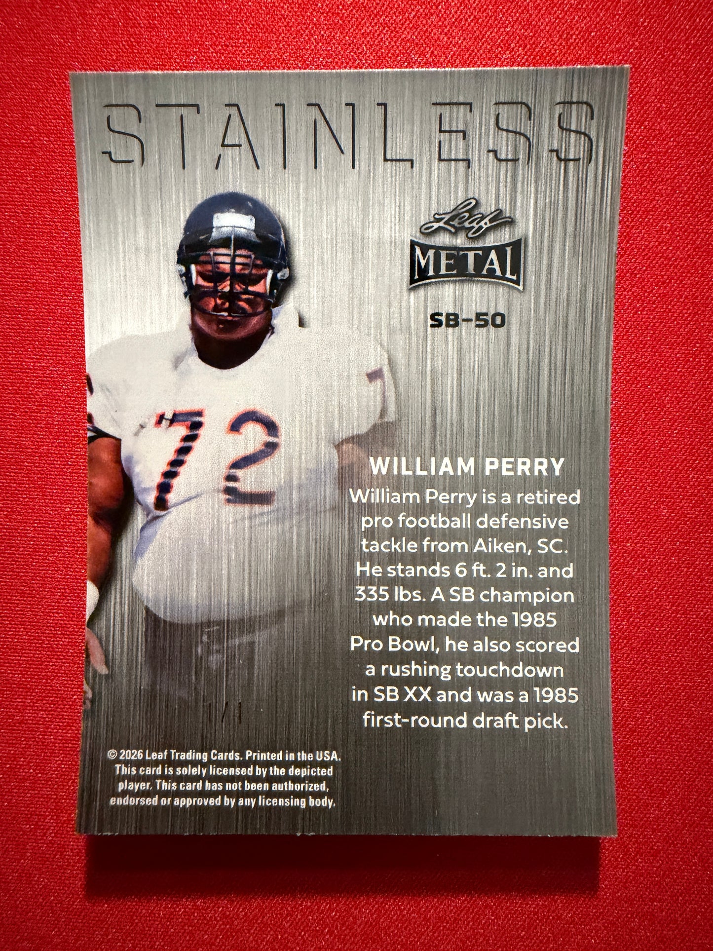 2026 Leaf Metal William Perry Stainless Auto Black Crystal Gold Super Prismatic 1/1 Lot