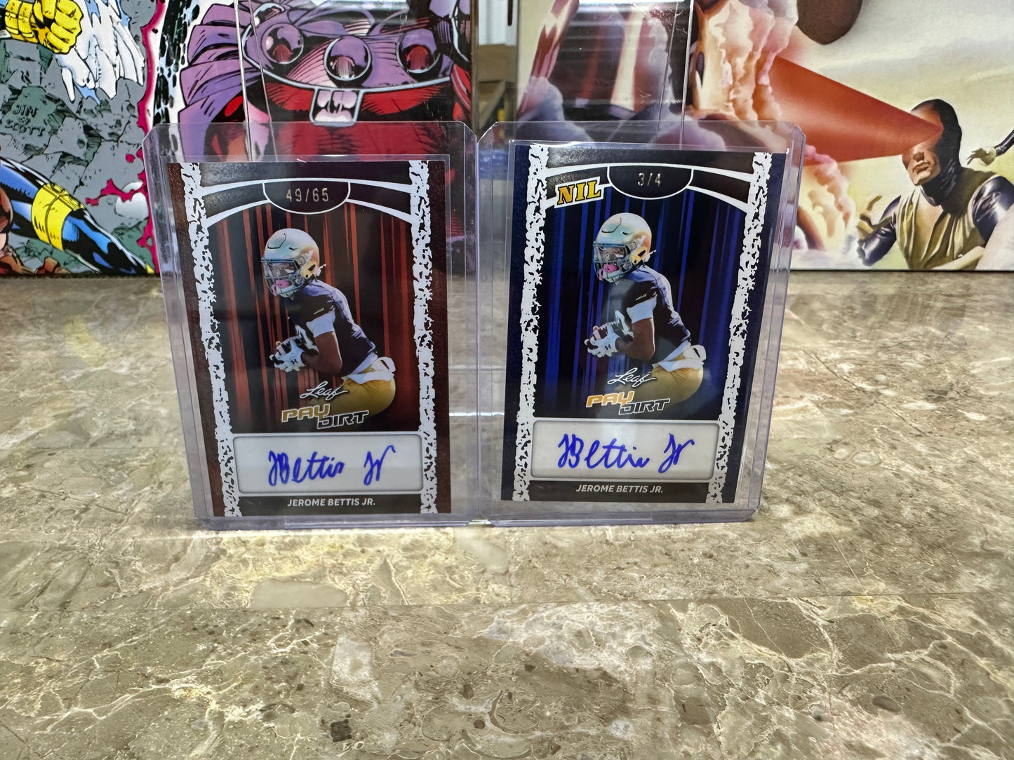 JEROME BETTIS JR. 2-Card Auto Lot - 2026 Leaf Paydirt BLUE NIL /4 & BASE /65