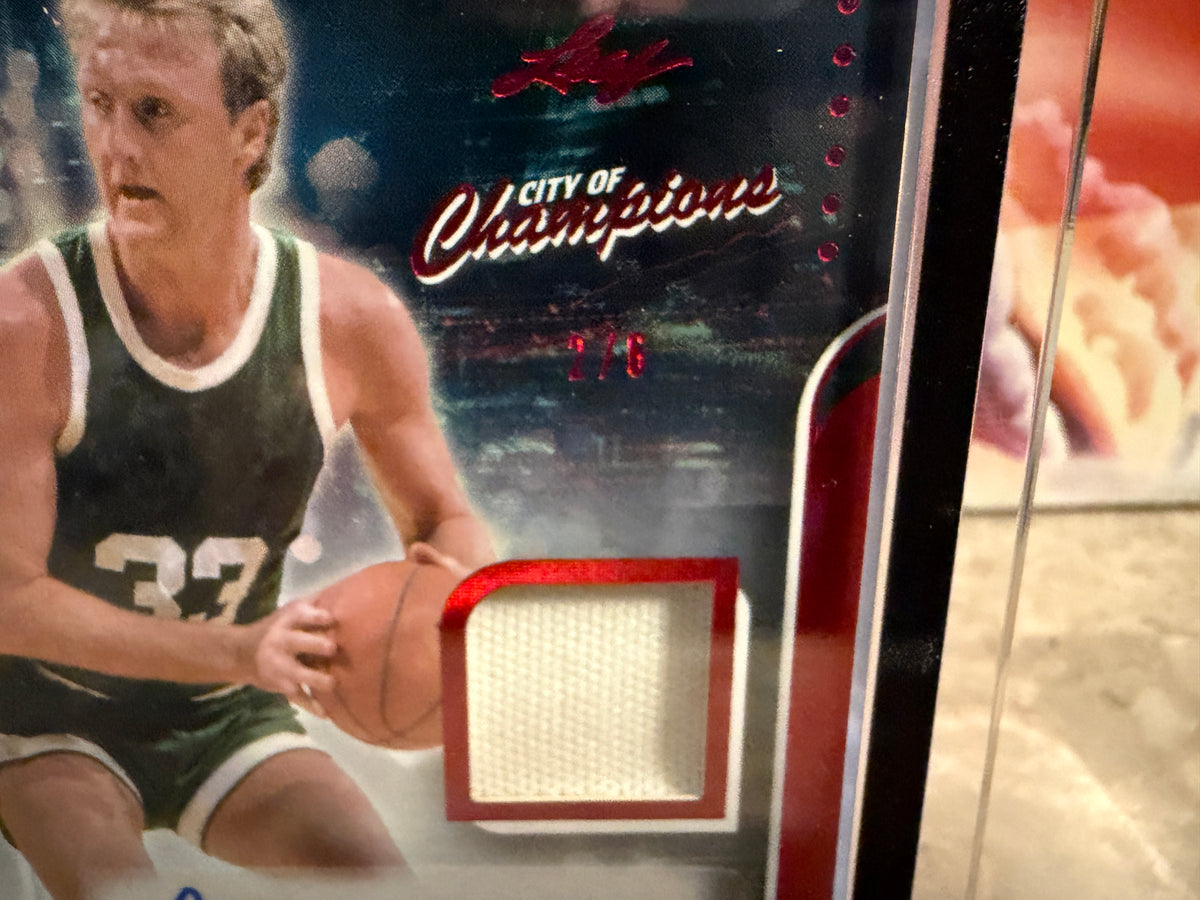 Larry Bird 2026 Leaf City of Champions Auto Memorabilia Game-Used Red /6