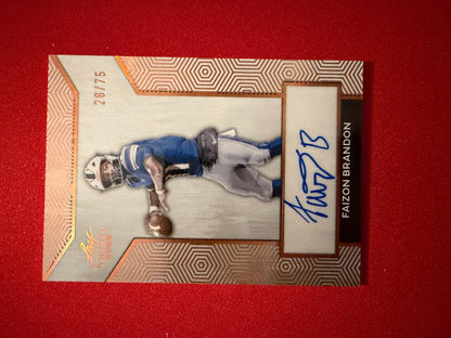 2026 Leaf Trinity Football Faizon Brandon Base Auto Bronze /75