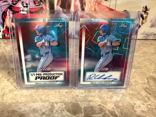 Roch Cholowsky 2026 Leaf Vivid Teal Lazer AUTO + 1/1 Pre-Prod Proof #1 Pick