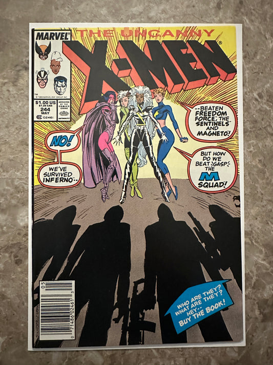 Uncanny X-Men #244 NM- 9.2-9.4 Newsstand (1989 Marvel Comics)