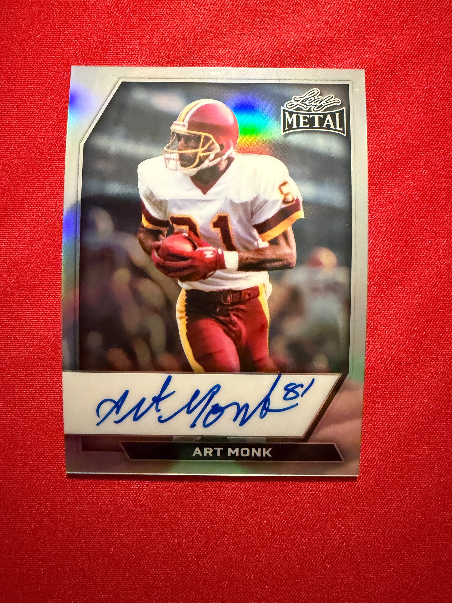 2026 Leaf Metal Football Art Monk Silver Prismatic On-Card Auto /10