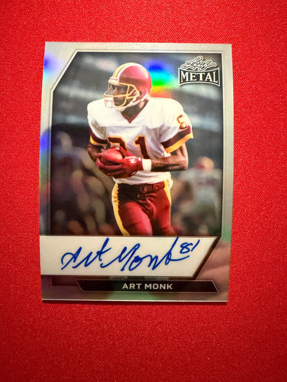 2026 Leaf Metal Football Art Monk Silver Prismatic On-Card Auto /10