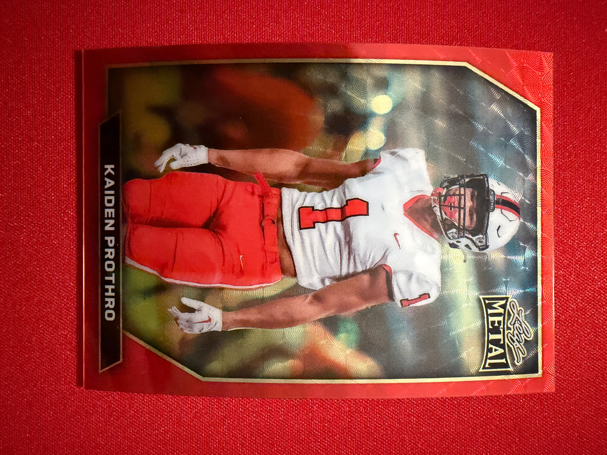 Kaiden Prothro 2026 Leaf Metal Football Red Flood Super Prismatic 1/1
