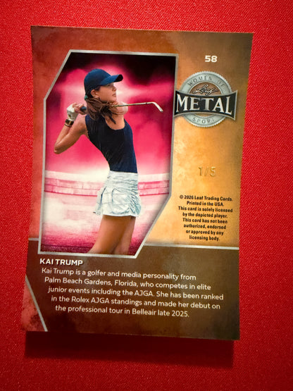 Kai Trump 2026 Leaf Metal Women of Sport Base Blue Prismatic 1/5 Bookend #58