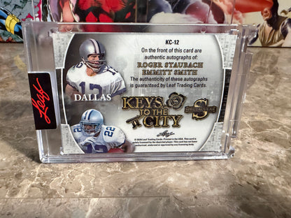 2026 Leaf Spectacular Football Keys To The City Dual Auto Roger Staubach Emmitt Smith 2/4