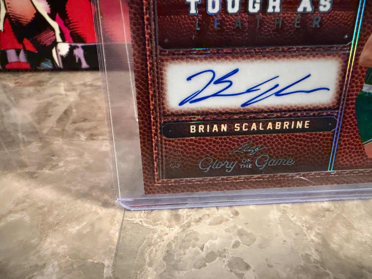 Brian Scalabrine 2025 Leaf Glory of the Game Tough As Leather Substrate Auto /3