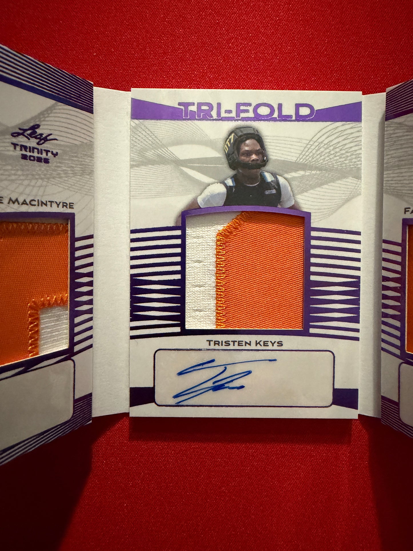 Faizon Brandon MacIntyre Keys 2026 Leaf Trinity Tri-Fold Triple Patch Auto Tennessee 1/6