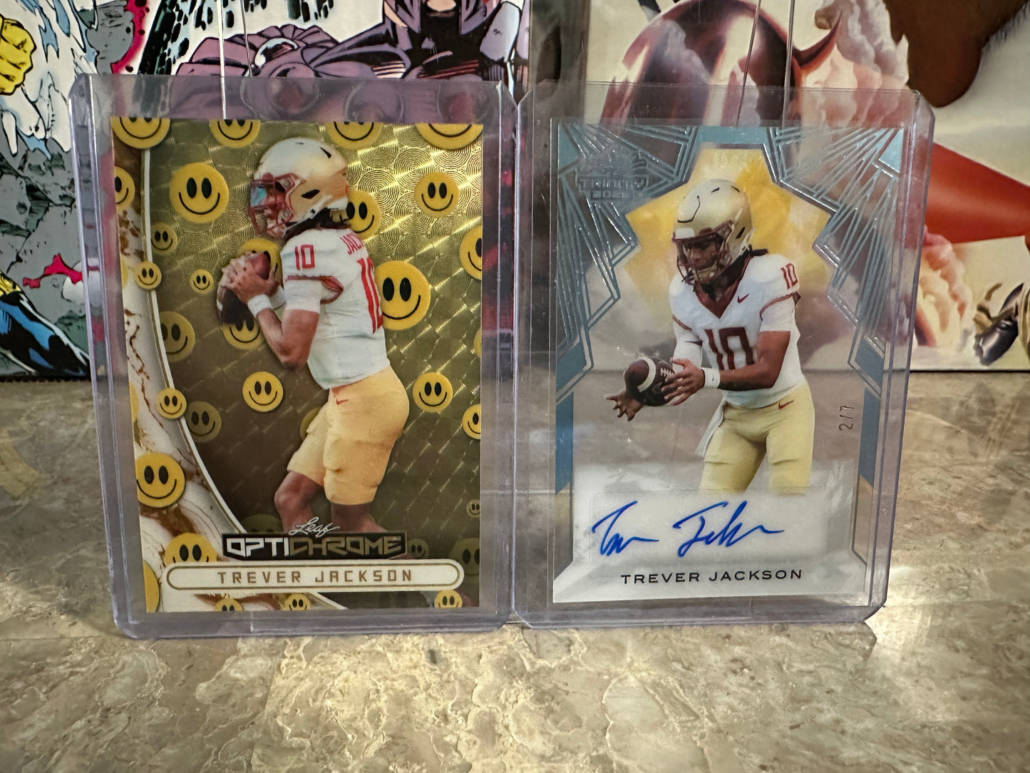 Trever Jackson 2-CARD LOT 2026 Leaf Optichrome 1/1 Gold Super Prismatic & Auto