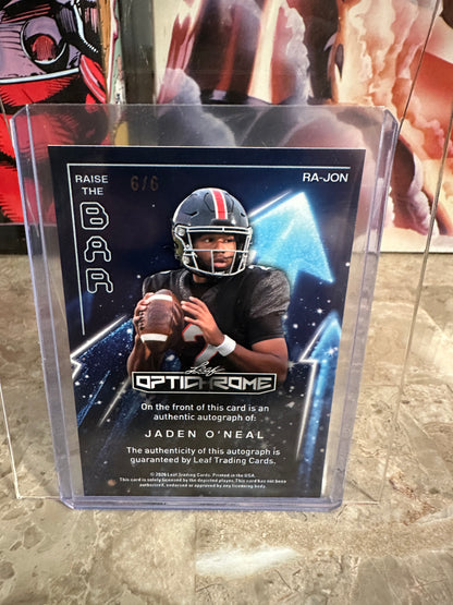 2026 Leaf Optichrome Jaden O'Neal RAISE THE BAR PINK SHIMMER AUTO 6/6 FSU QB
