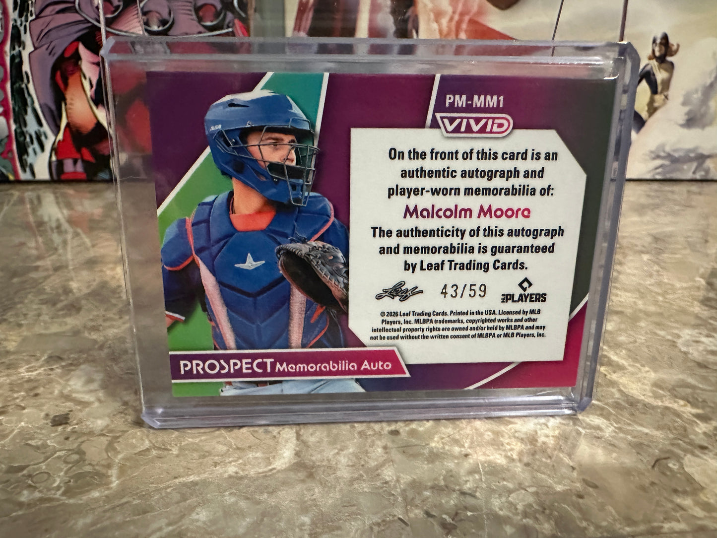 Malcolm Moore 2026 Leaf Vivid Baseball Prospect Memorabilia Auto Teal /59