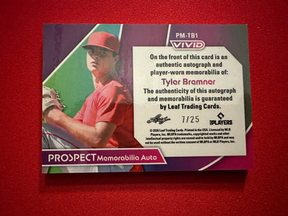 Tyler Bremner 2026 Leaf Vivid Prospect Patch AUTO /25 Angels #2 Pick
