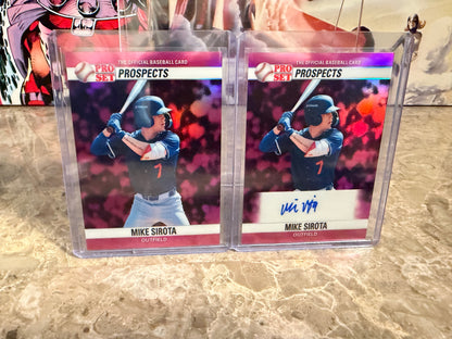 2026 Leaf Pro Set 1990 Pink Prismatic Auto Mike Sirota 2-Card Prospect Lot
