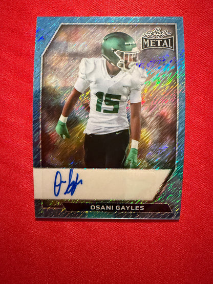 2026 Leaf Metal Football Osani Gayles Platinum Shimmer Auto /8