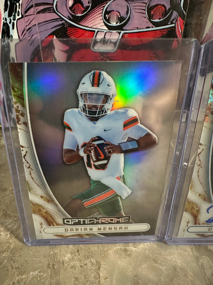 2026 Leaf Optichrome Miami Hurricanes QB Lot DARIAN MENSAH 1/1 & AUTO /8 Nickel