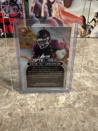 Kevin "KC" Concepcion 2026 Leaf Optichrome Football Red Prismatic 1/1 Non-Auto
