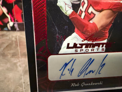 Rob Gronkowski 2026 Leaf Ultimate Sports Back In Black Auto Red Color Match /4