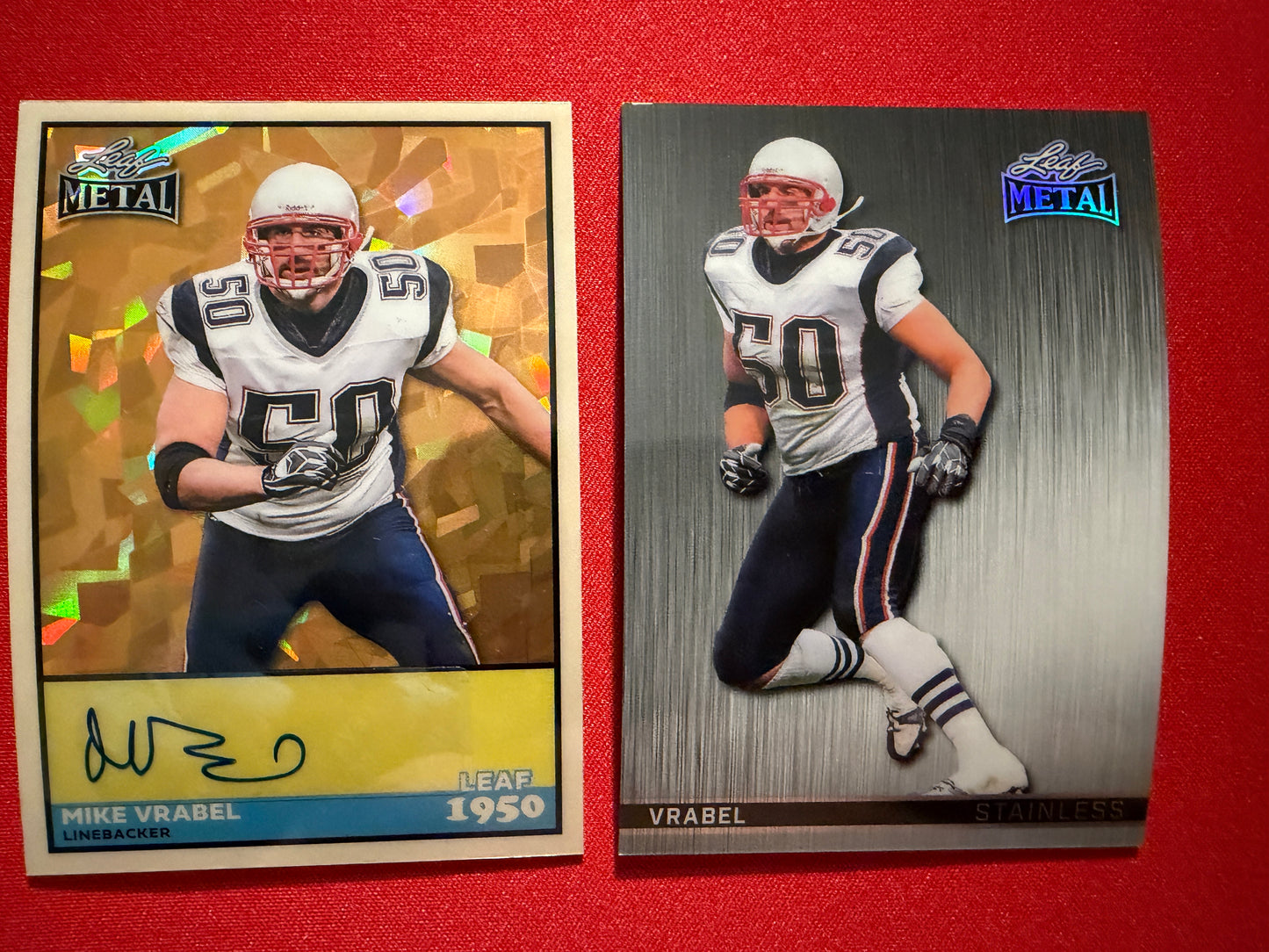 2026 Leaf Metal Mike Vrabel Gold Crystal 1/1 Auto 2-Card Lot