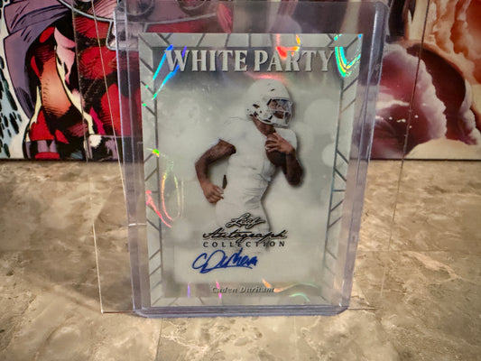 Caden Durham 2026 Leaf Autograph Collection Football White Party Lava /2
