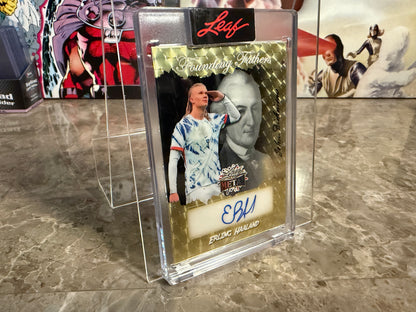 Erling Haaland 2026 Leaf Metal Independence Day Founding Fathers Auto Gold Super Prismatic 1/1