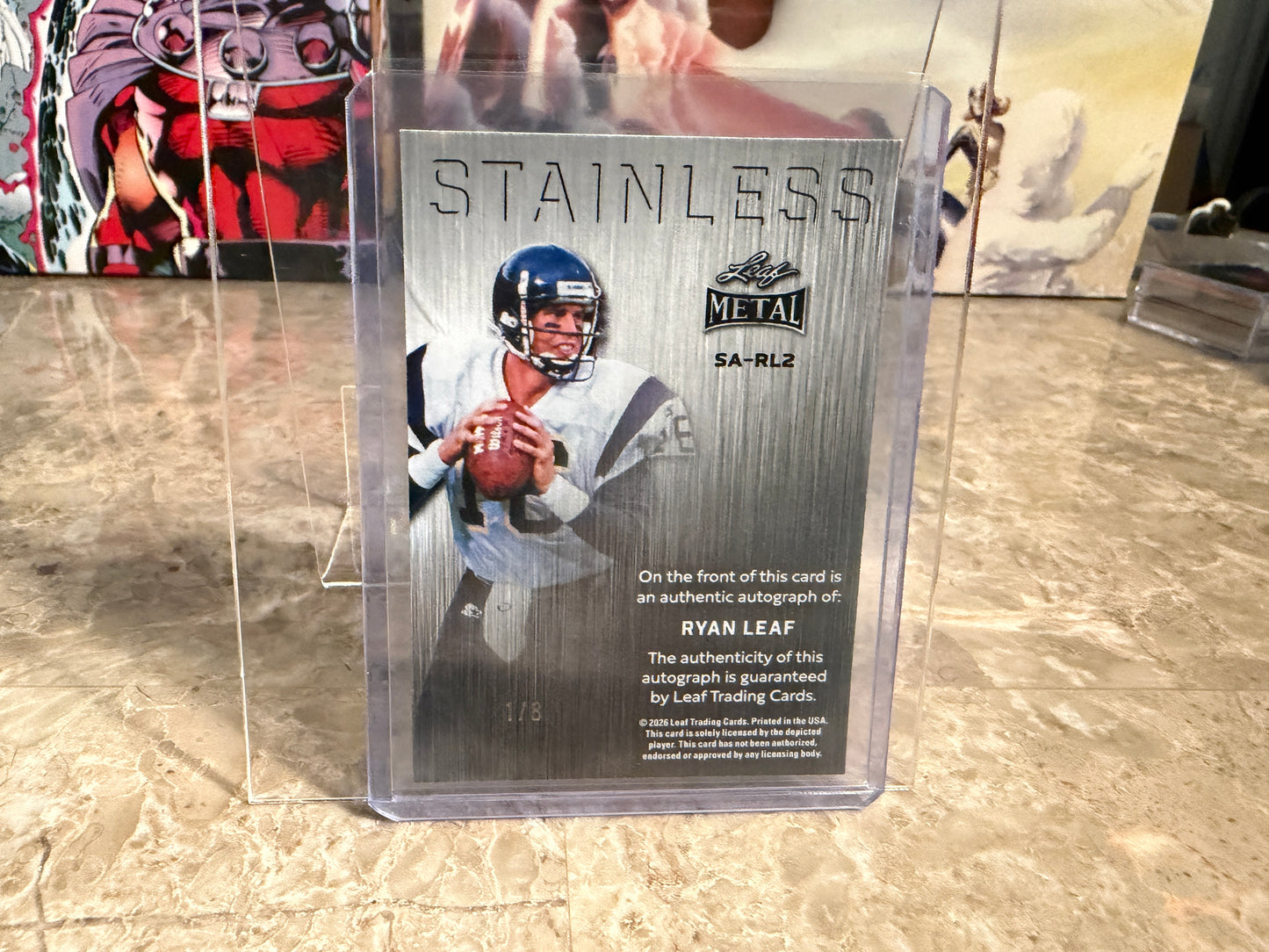 Ryan Leaf 2026 Leaf Metal Football Stainless Auto Platinum 1/8 Bookend