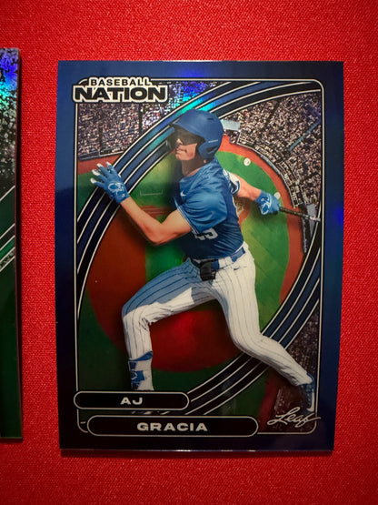 AJ Gracia 2026 Leaf Baseball Nation Base Diamond Studs 3-Card Lot