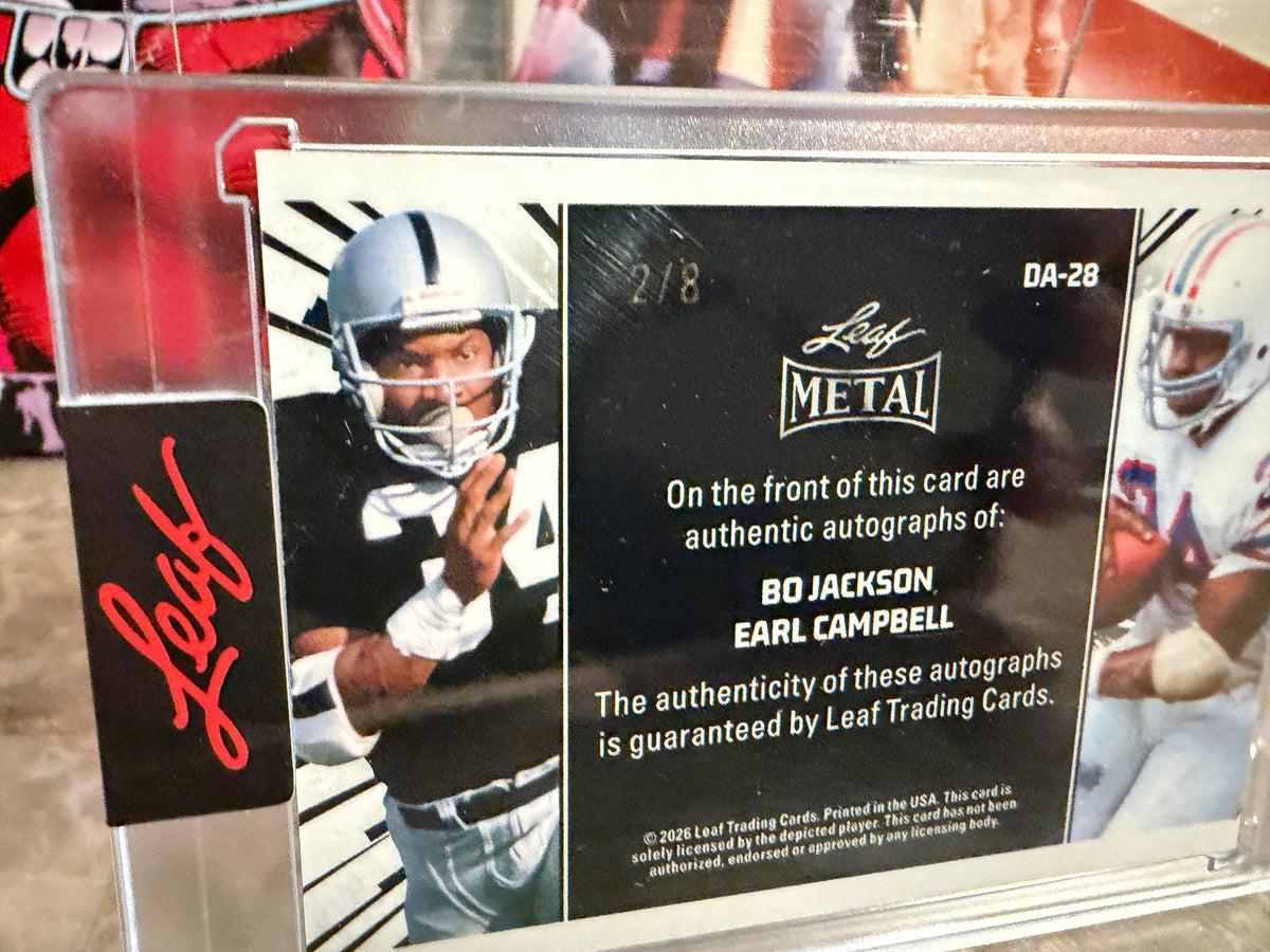 2026 Leaf Spectacular Football Bo Jackson Earl Campbell On-Card Auto /8