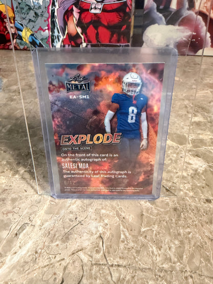 2026 Leaf Metal Football Salesi Moa Auto Explode Onto the Scene Silver
