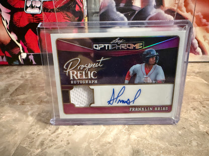 Franklin Arias 2025 Leaf Optichrome Baseball Prospect Relic Auto Pink /8