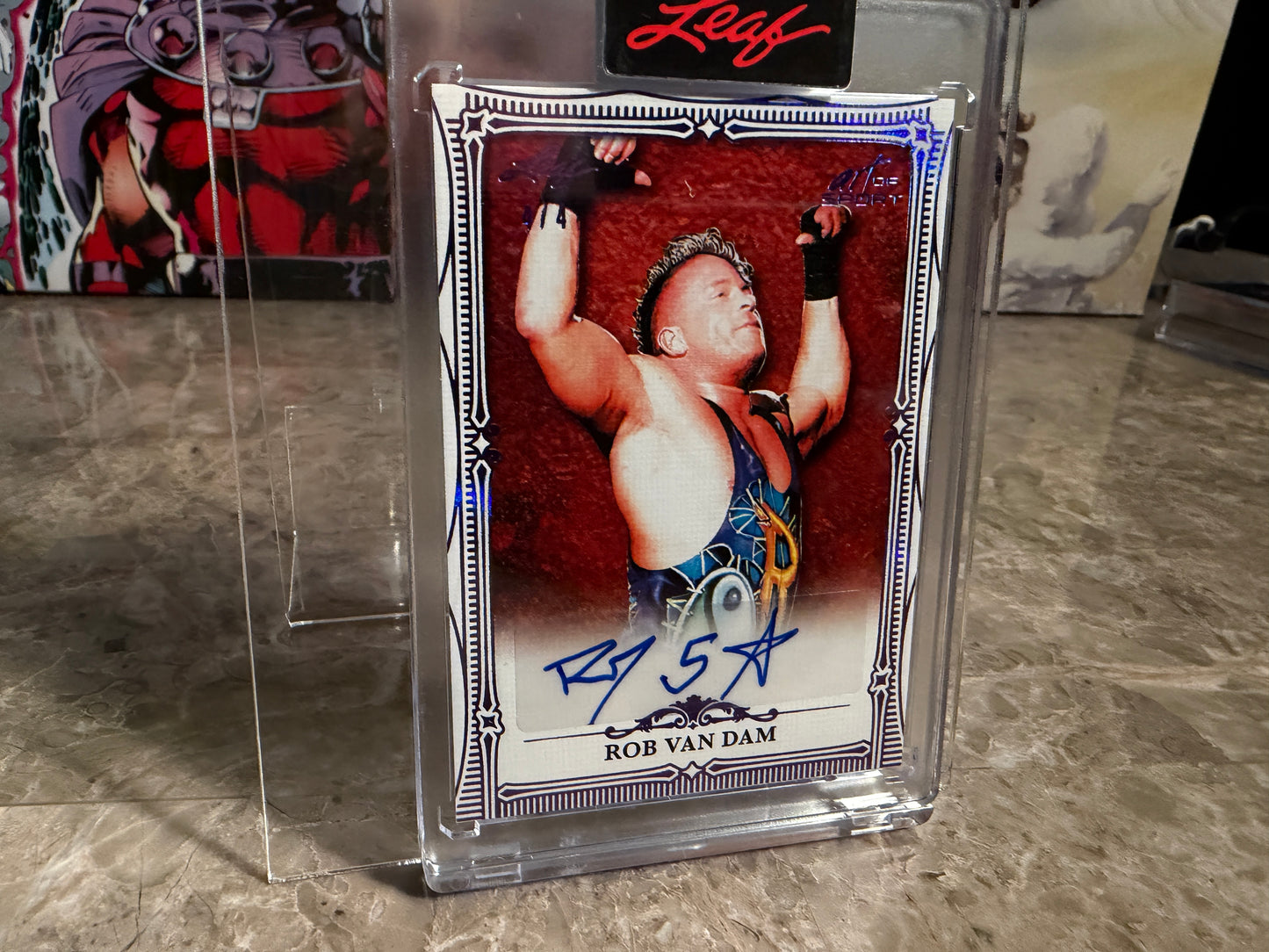 2026 Leaf Art of Sport Rob Van Dam Base Auto Purple 4/4 Bookend