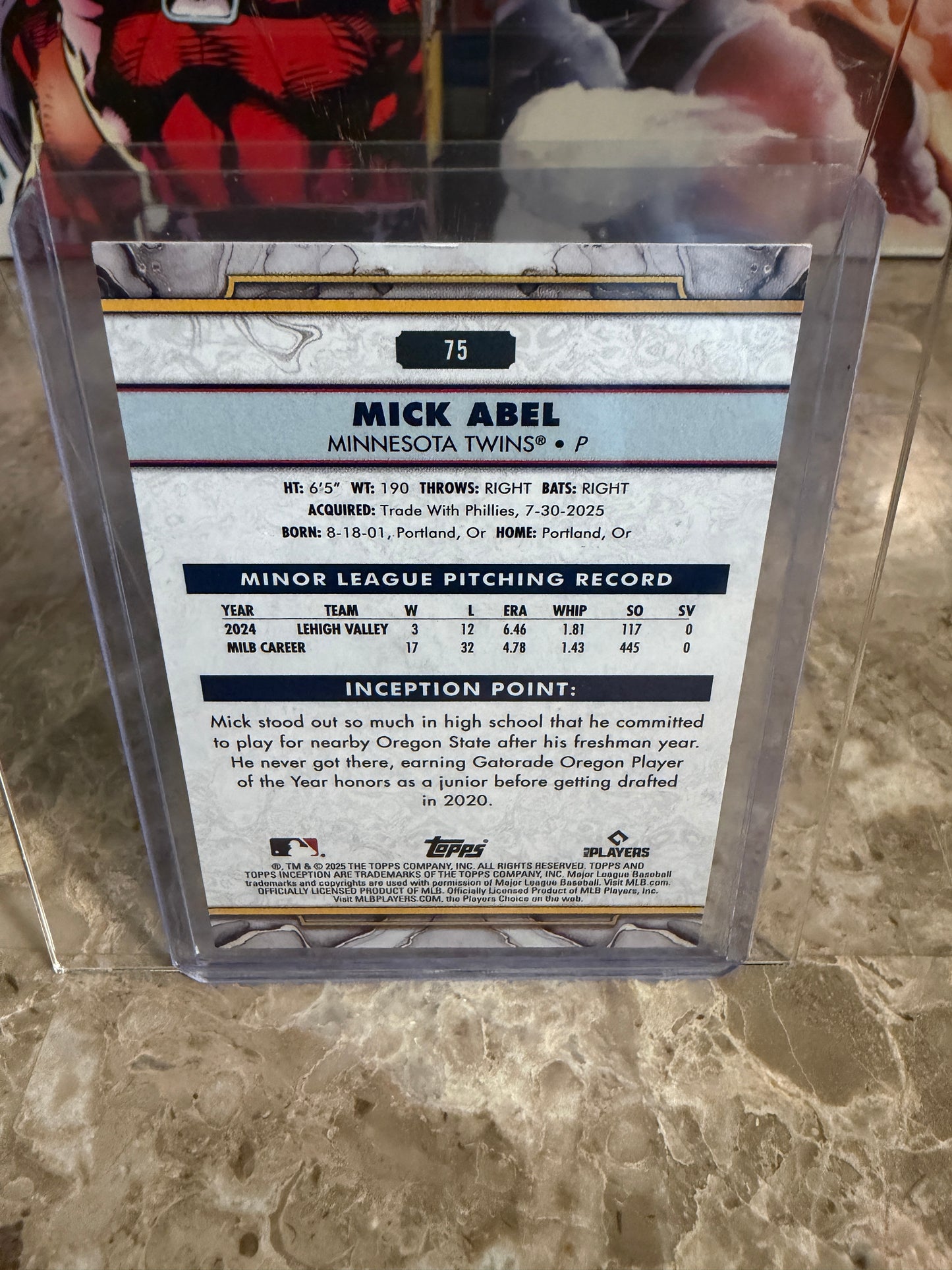 2025 Topps Inception Mick Abel RC Rookie Card Purple /150