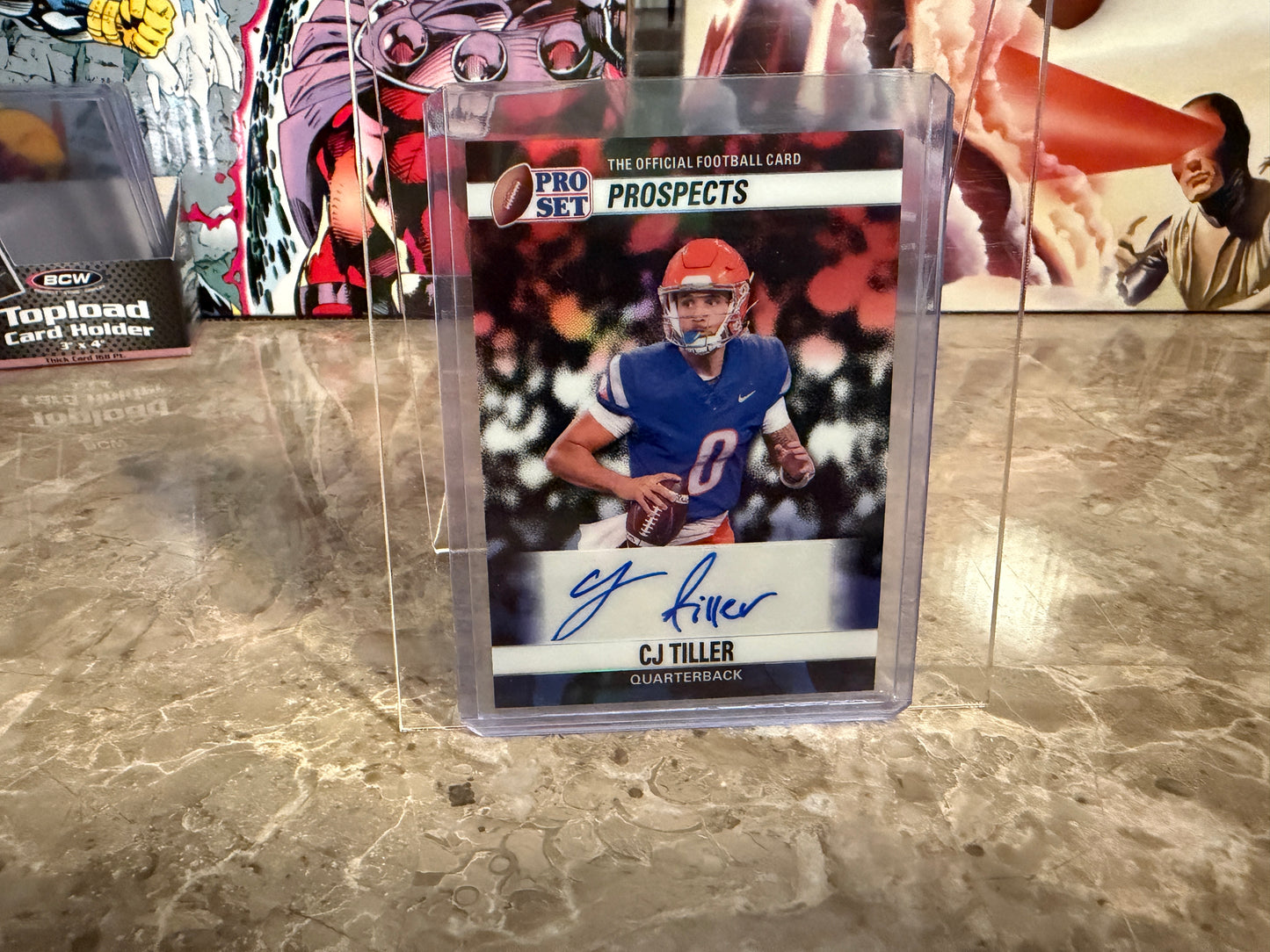 2026 Leaf Pro Set Metal Football CJ Tiller 1990 Auto Red White Blue 1/1