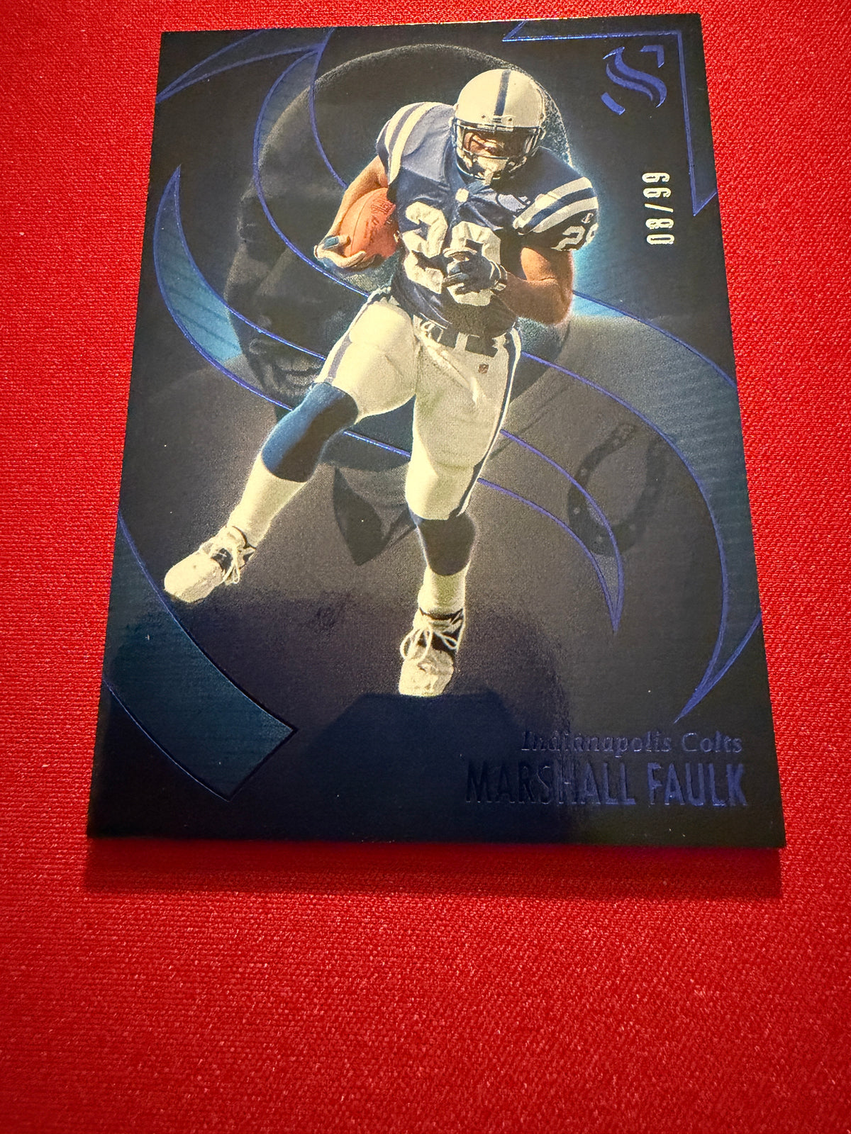 Marshall Faulk 2025 Panini Silhouette Football Base Blue Color Match /99 #98