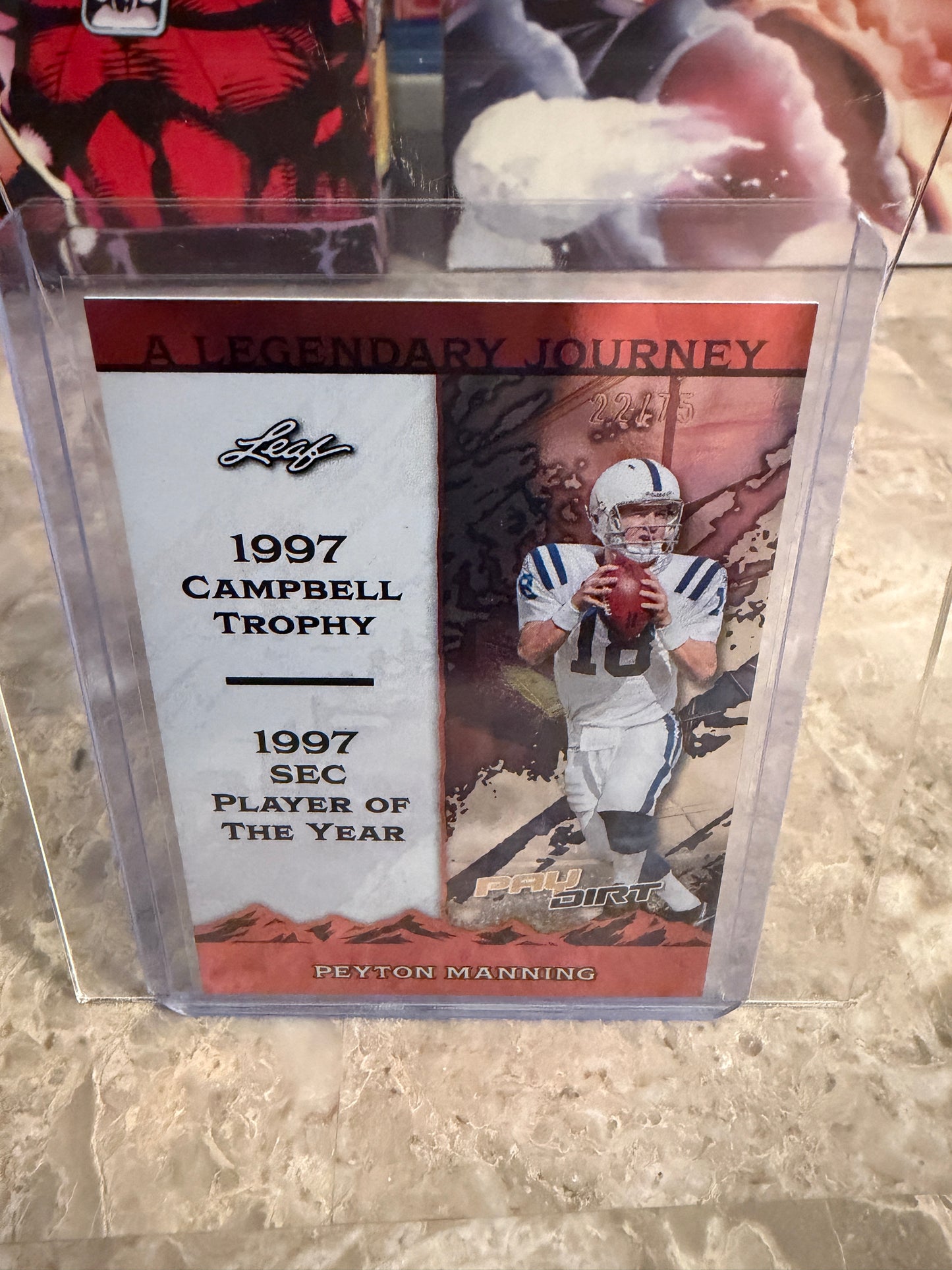Peyton Manning 2026 Leaf Paydirt Football A Legendary Journey Orange Parallel Two-Card Lot
