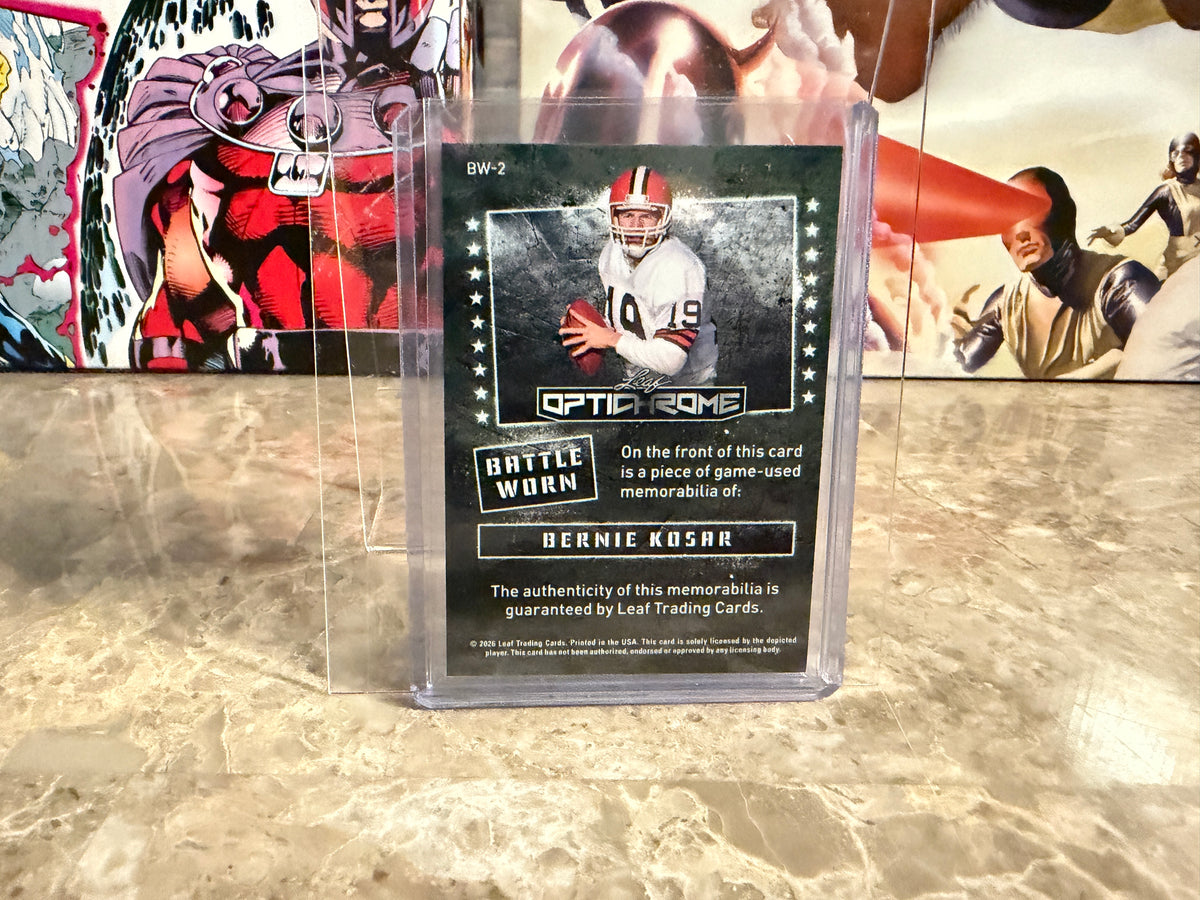 Bernie Kosar 2026 Leaf Optichrome Football Battle Worn Game-Used Patch /7