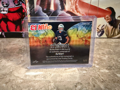 CJ Carr 2026 Leaf Autograph Collection Football El Niño Silver True 1/1