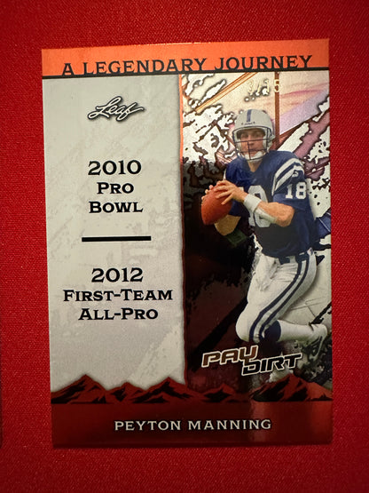 Peyton Manning 2026 Leaf Paydirt Football A Legendary Journey Orange Parallel Two-Card Lot