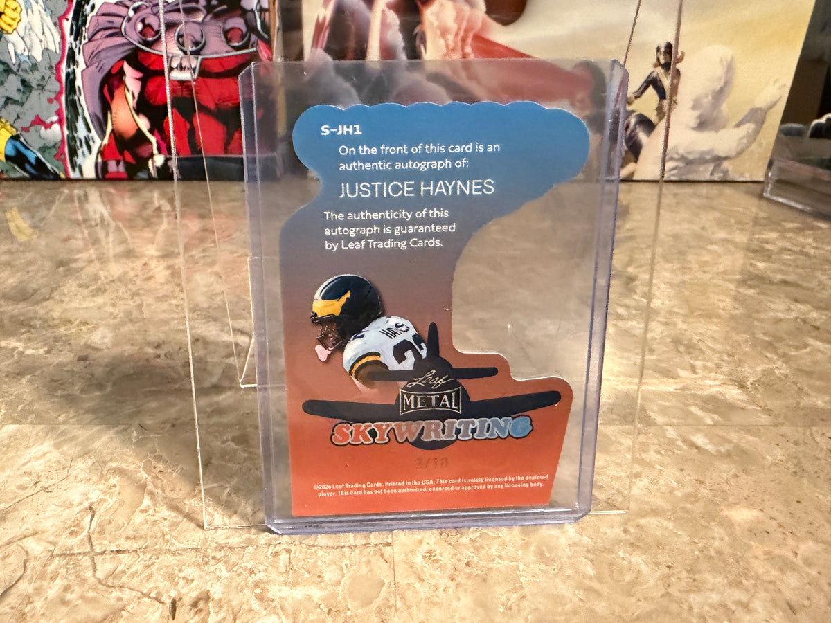 Justice Haynes 2026 Leaf Metal Football Skywriting Silver 3/10
