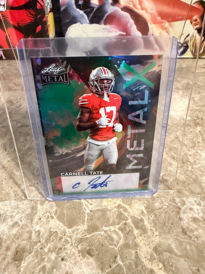 2026 Leaf Metal Football Carnell Tate Metal X Auto Green 1/1