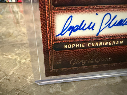 Sophie Cunningham 2025 Leaf Glory of the Game Basketball Tough as Leather Auto 1/5 Bookend