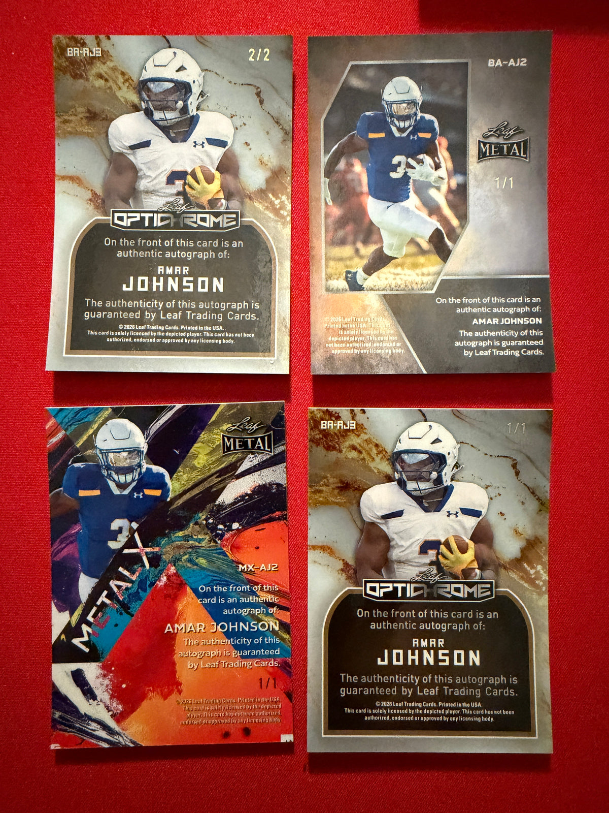 Amar Johnson Leaf Metal Optichrome Auto 1/1 Lot Super Gold Back Cracked Ice