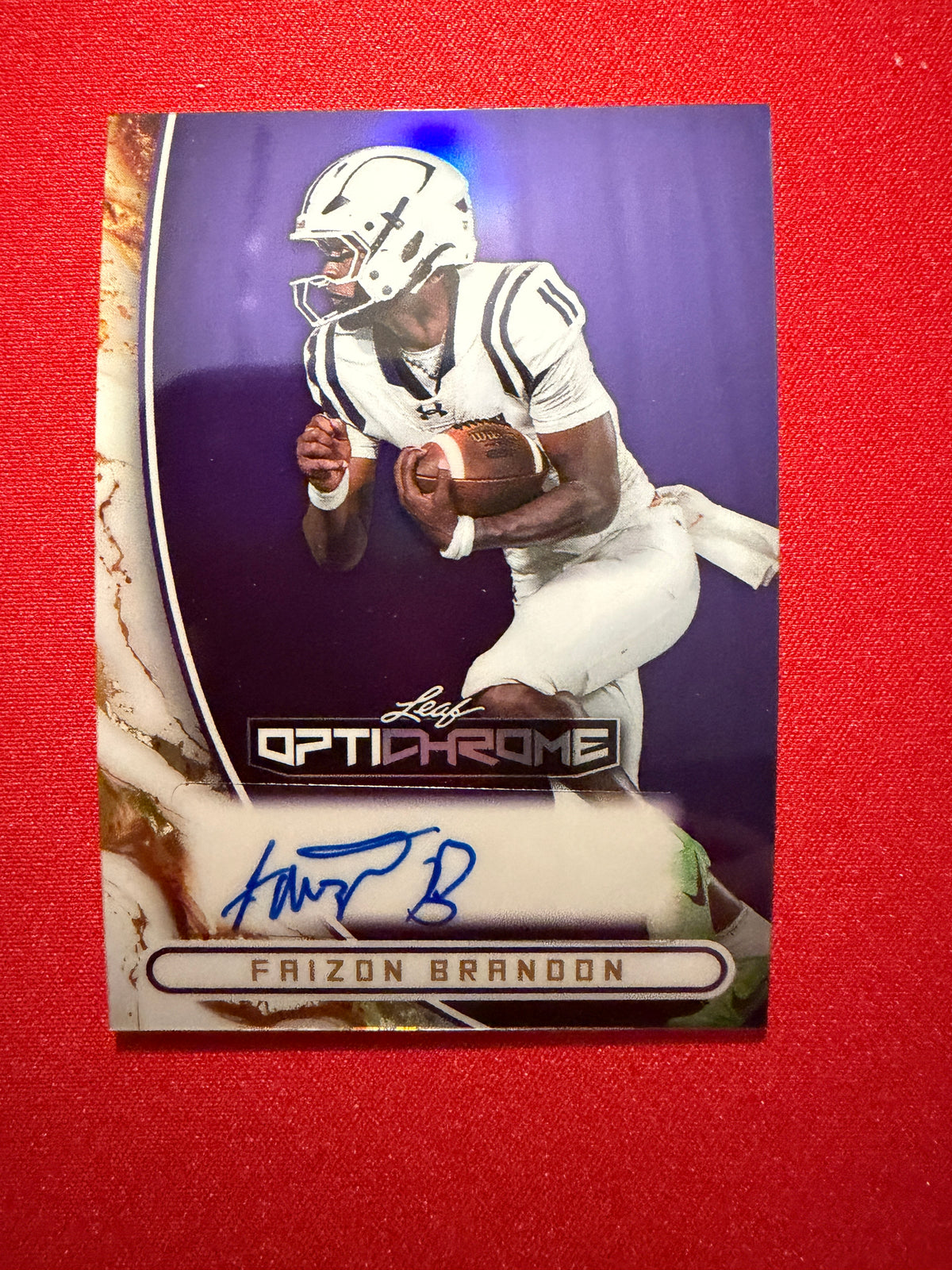 2026 Leaf Optichrome Football Faizon Brandon Base Auto Purple Prismatic /7