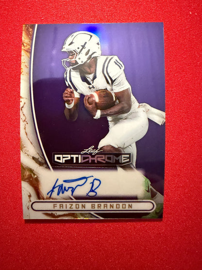 2026 Leaf Optichrome Football Faizon Brandon Base Auto Purple Prismatic /7