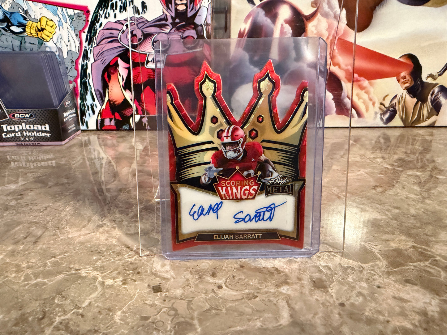 2026 Leaf Metal Football Elijah Sarratt Scoring Kings Auto Red Flood Super Prismatic 1/1