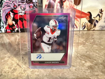 Jamier Brown 2026 Leaf Metal Football Base Auto Pink /6 OSU