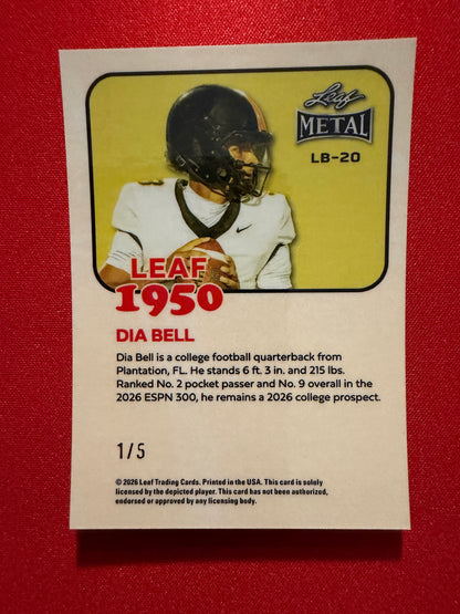 2026 Leaf Metal Football Dia Bell 1950 Blue Crystal 1/5