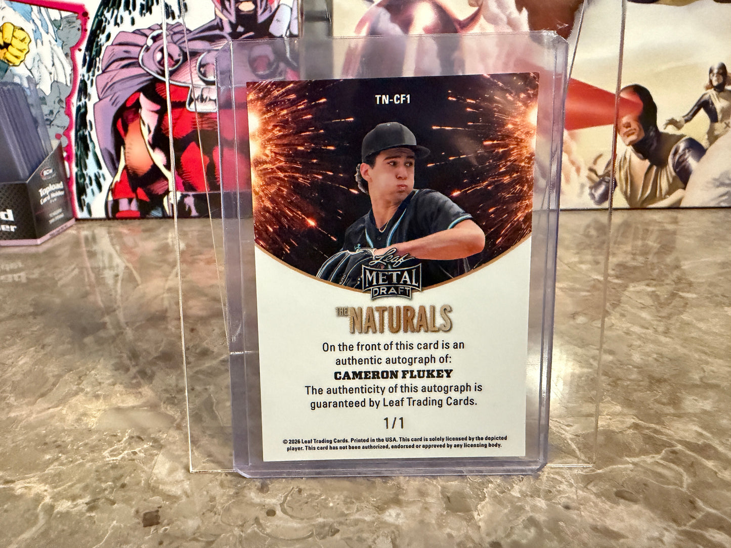 Cameron Flukey 2026 Leaf Metal Draft Edition Baseball The Naturals Auto Gold 1/1