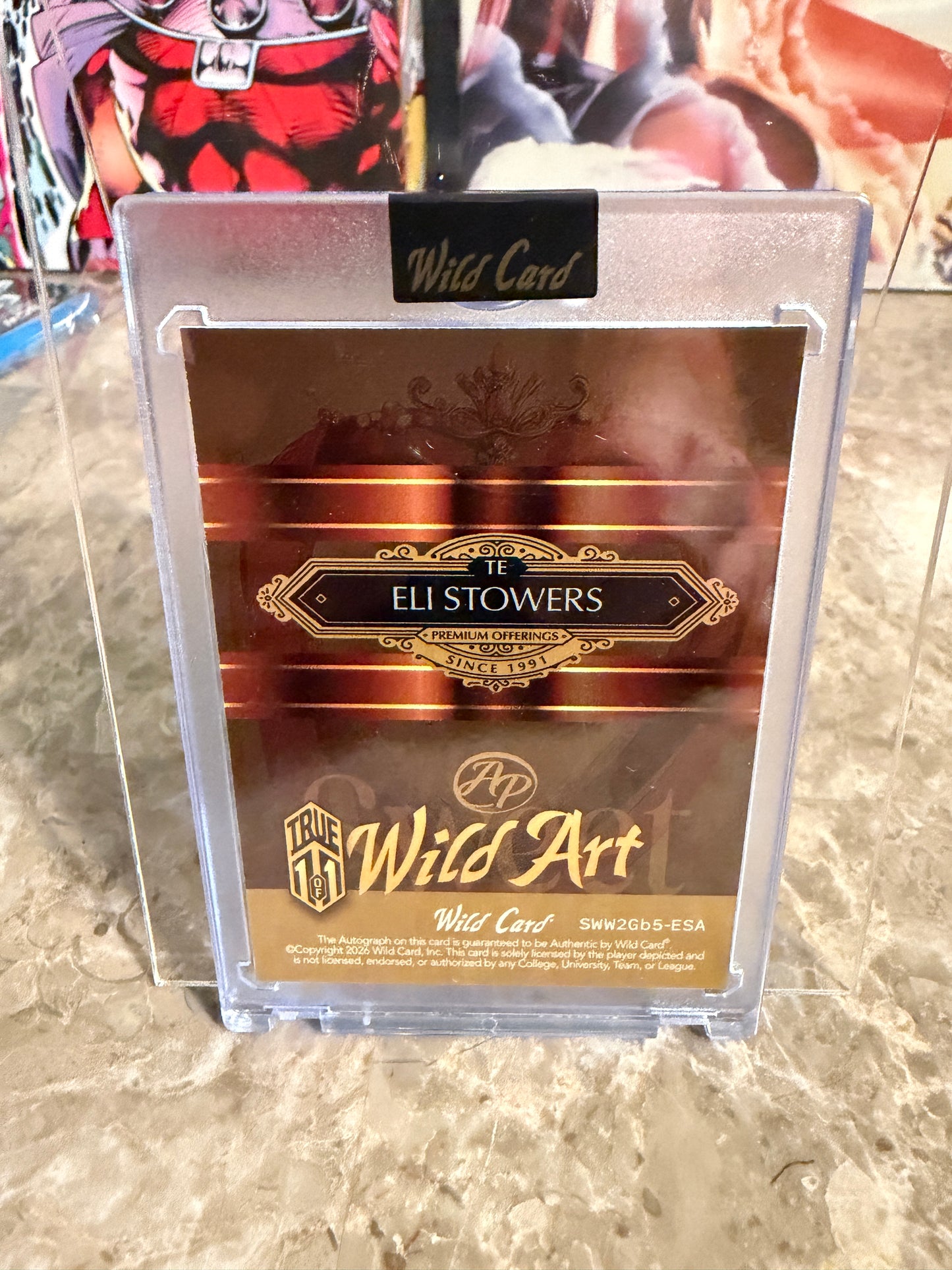 Eli Stowers 2026 Wild Card Wild Art 1/1 Gold Vinyl Auto 2-Card Lot