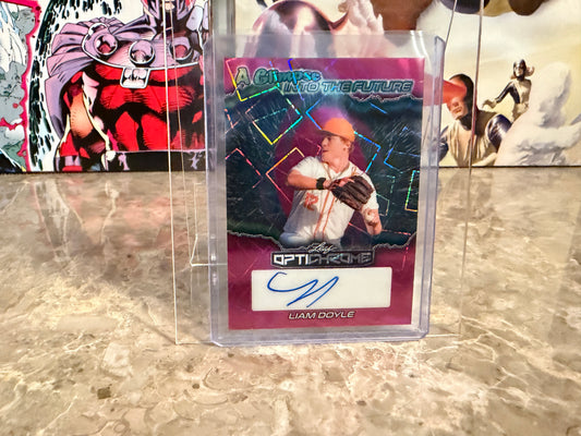 Liam Doyle 2025 Leaf Optichrome Baseball Glimpse Into Future Auto Pink Lazer /8